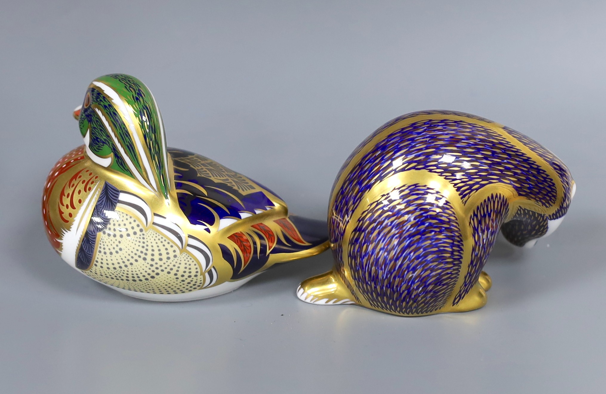 Two Royal Crown Derby animals, 8cm high